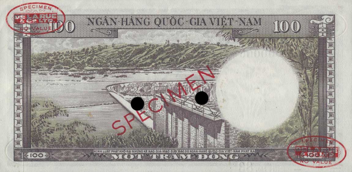 Back of Vietnam, South p18s1: 100 Dong from 1966