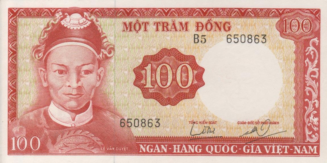 Front of Vietnam, South p19b: 100 Dong from 1966
