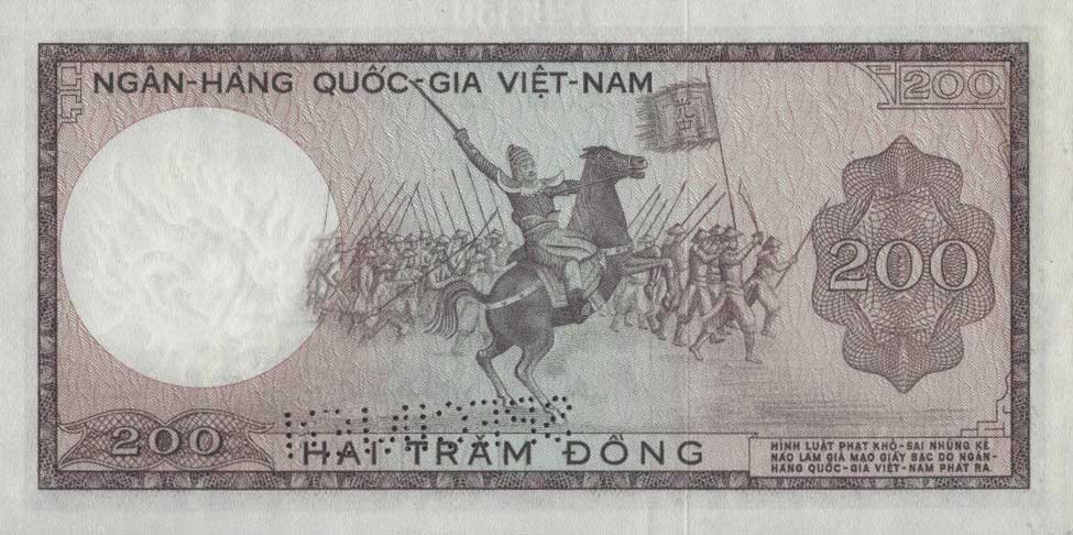 Back of Vietnam, South p20s1: 200 Dong from 1966