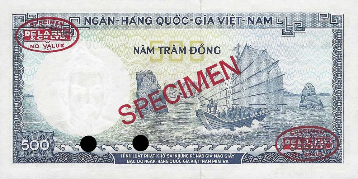 Back of Vietnam, South p23s: 500 Dong from 1966