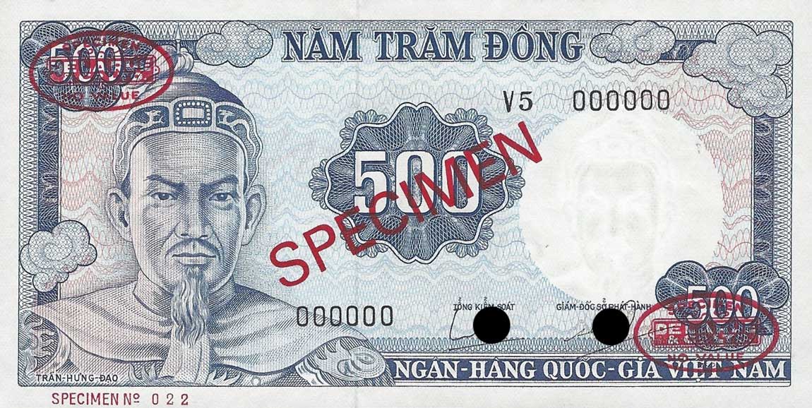 Front of Vietnam, South p23s: 500 Dong from 1966