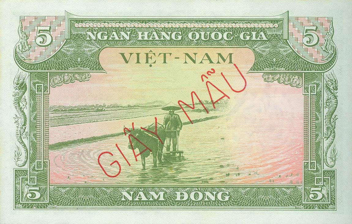 Back of Vietnam, South p2s: 5 Dong from 1955