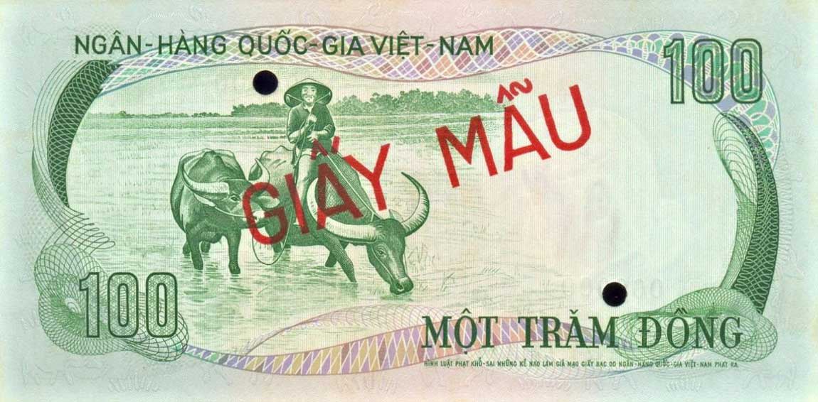 Back of Vietnam, South p31s: 100 Dong from 1972