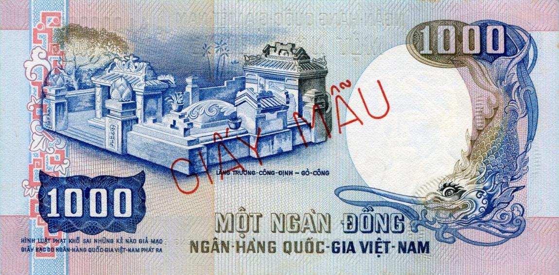 Back of Vietnam, South p34A: 1000 Dong from 1975