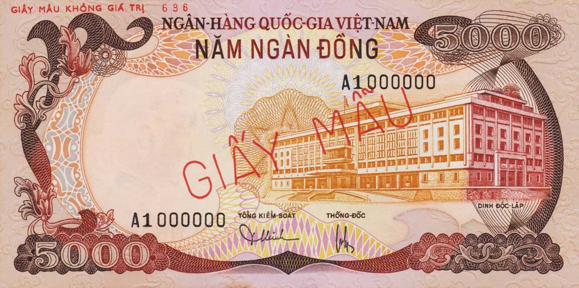 Front of Vietnam, South p35s: 5000 Dong from 1975