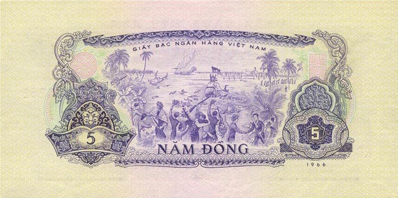 Back of Vietnam, South p42a: 5 Dong from 1966