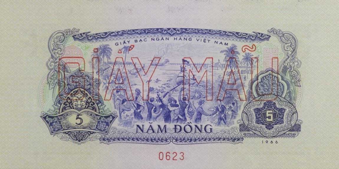 Back of Vietnam, South p42s: 5 Dong from 1966