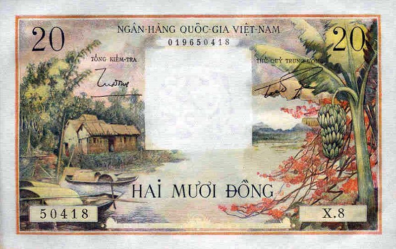 Front of Vietnam, South p4a: 20 Dong from 1956