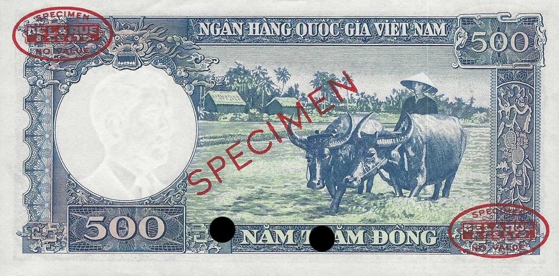 Back of Vietnam, South p6As2: 500 Dong from 1962