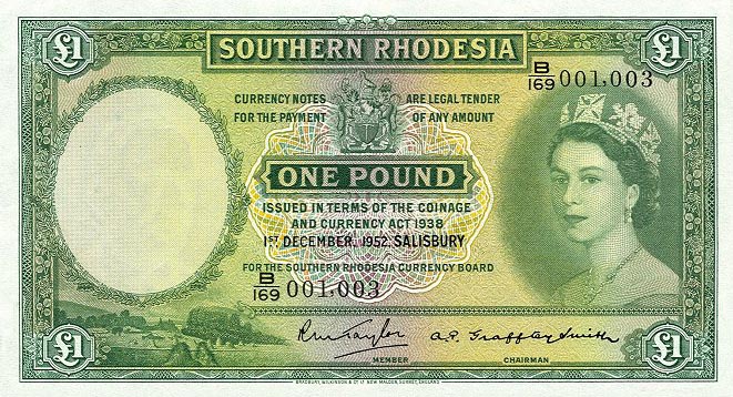 Front of Southern Rhodesia p13a: 1 Pound from 1952