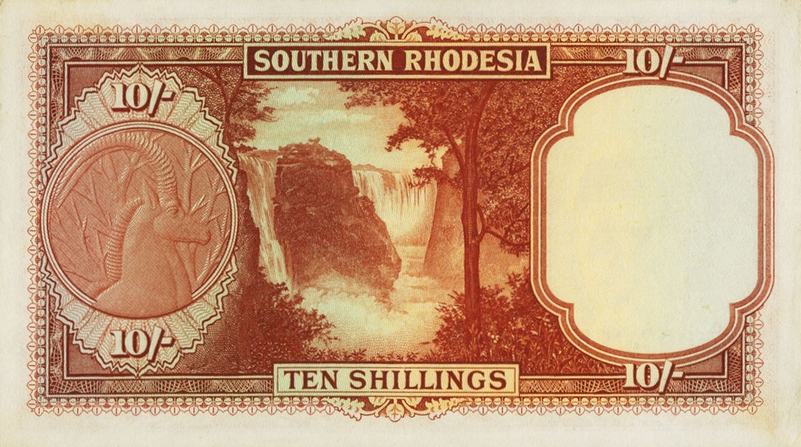 Back of Southern Rhodesia p16: 10 Shillings from 1955