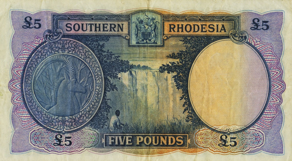 Back of Southern Rhodesia p18: 5 Pounds from 1955