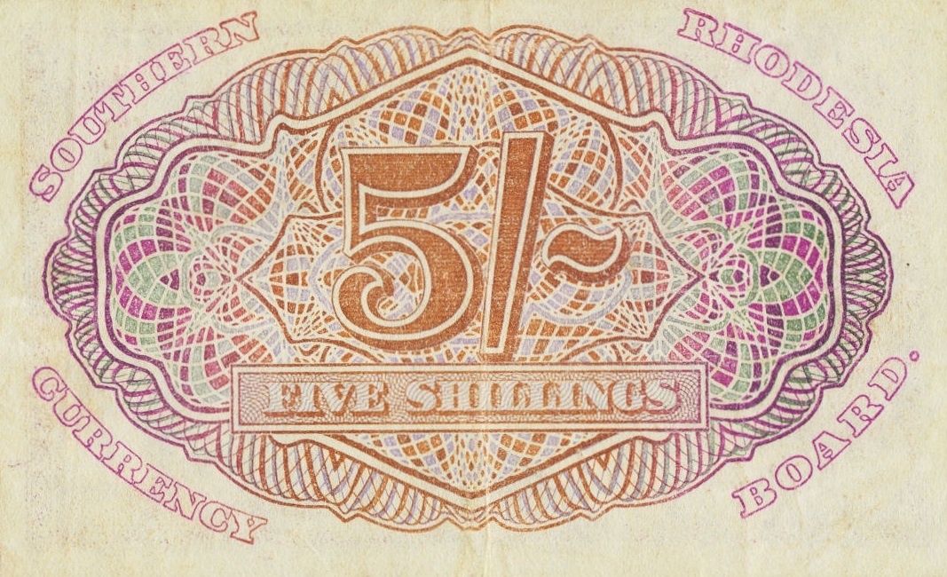 Back of Southern Rhodesia p8a: 5 Shillings from 1943