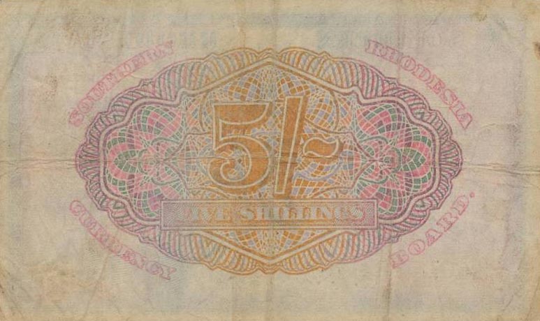 Back of Southern Rhodesia p8b: 5 Shillings from 1945