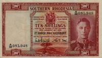 p9b from Southern Rhodesia: 10 Shillings from 1944