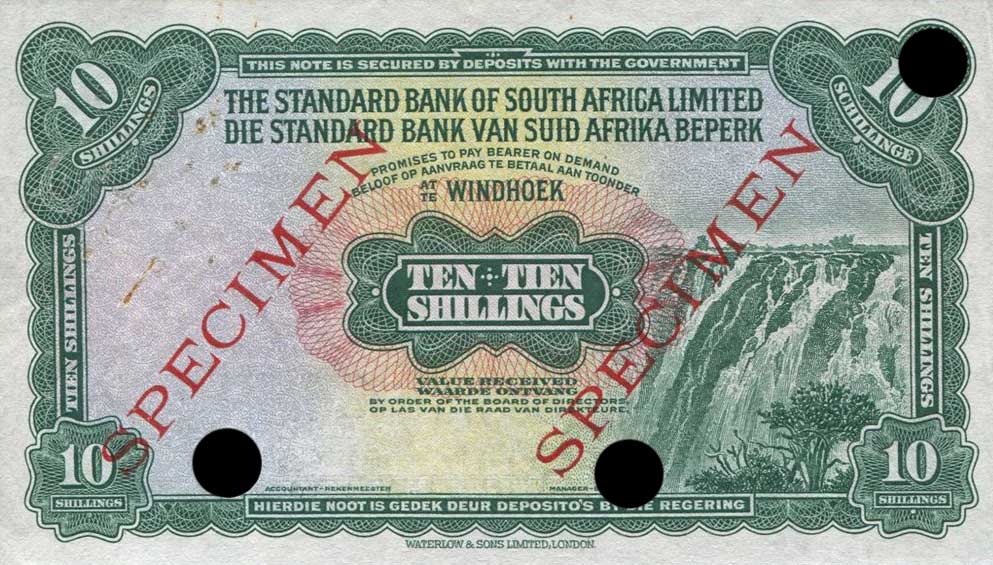 Front of Southwest Africa p7s: 10 Shillings from 1931