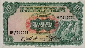 p10 from Southwest Africa: 10 Shillings from 1954