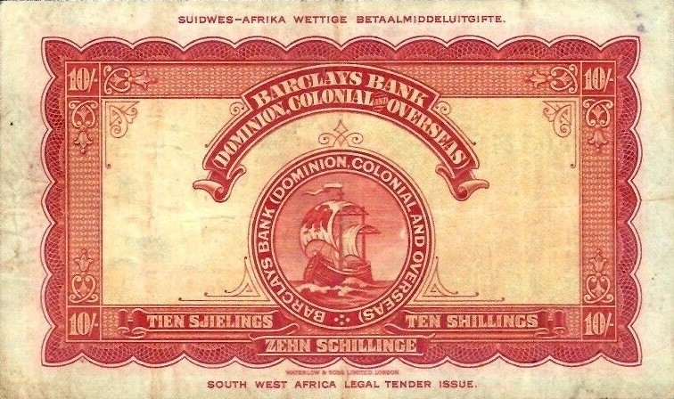 Back of Southwest Africa p1a: 10 Shillings from 1931