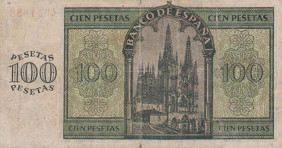 Back of Spain p101a: 100 Pesetas from 1936