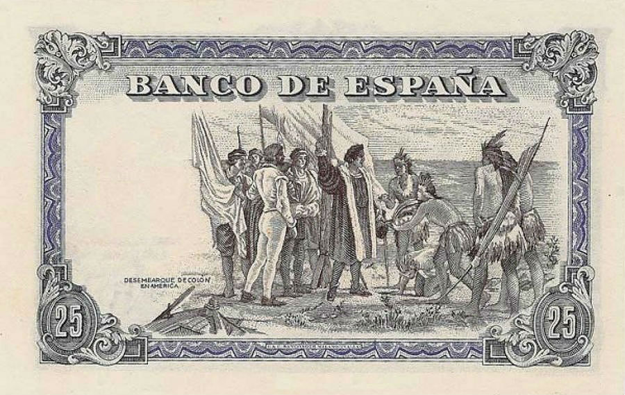 Back of Spain p106A: 25 Pesetas from 1937