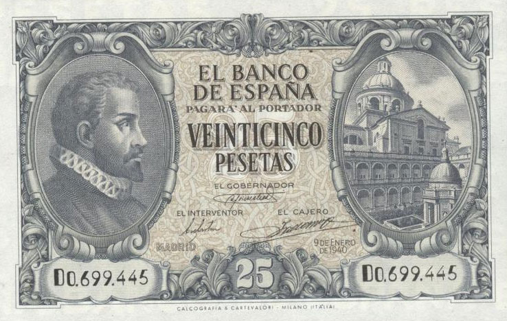 Front of Spain p116a: 25 Pesetas from 1940