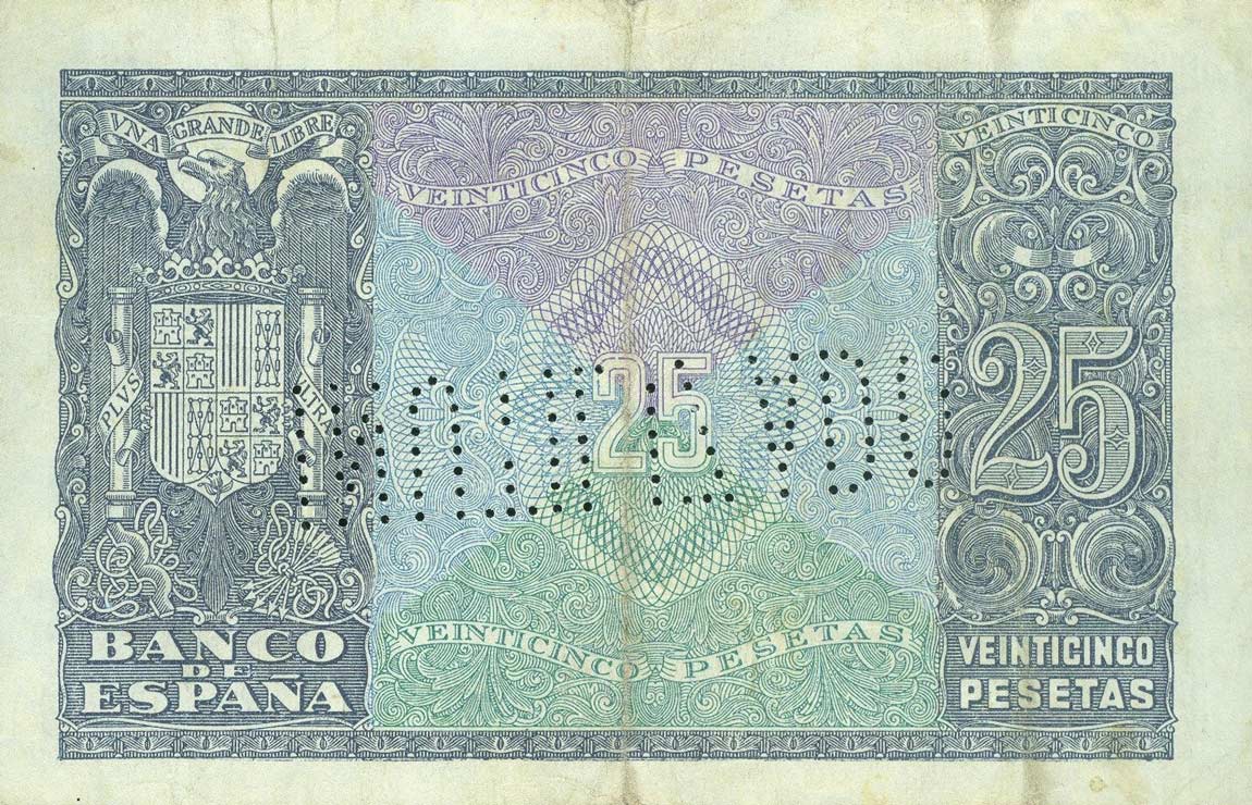 Back of Spain p116s: 25 Pesetas from 1940