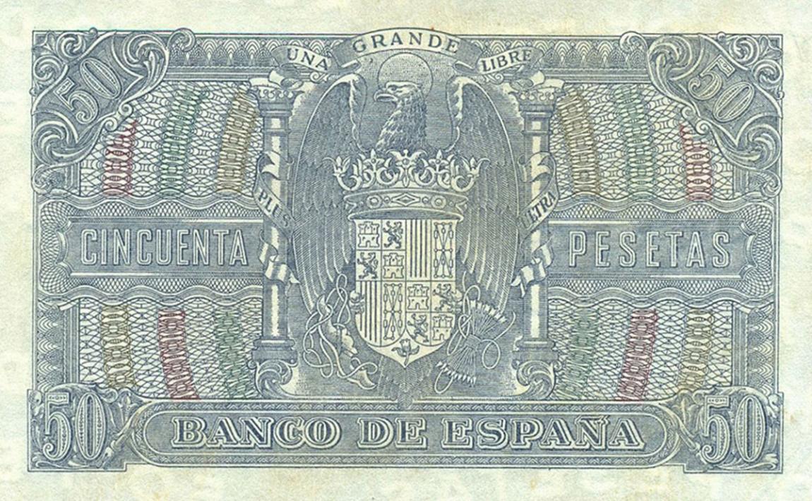 Back of Spain p117a: 50 Pesetas from 1940