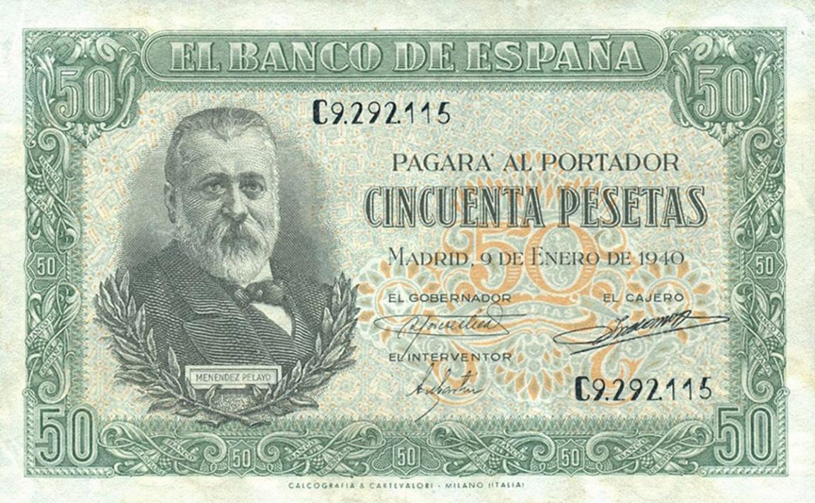 Front of Spain p117a: 50 Pesetas from 1940