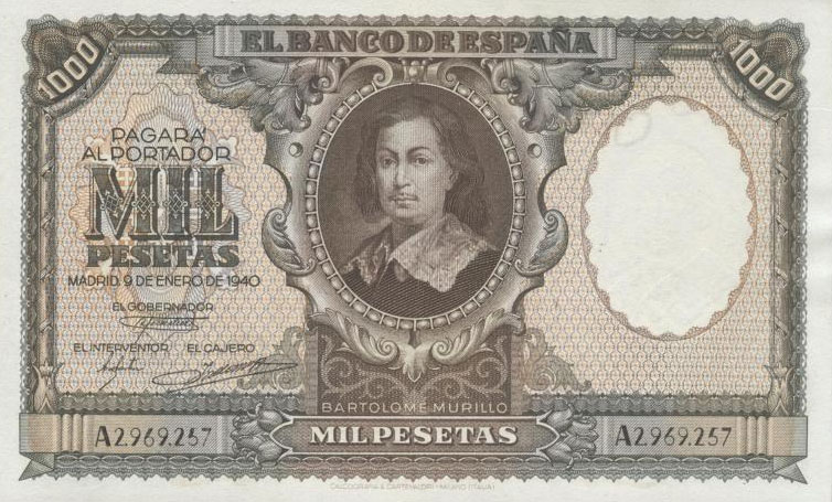 Front of Spain p120a: 1000 Pesetas from 1940