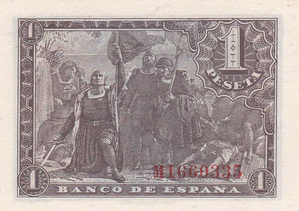 Back of Spain p126a: 1 Peseta from 1943