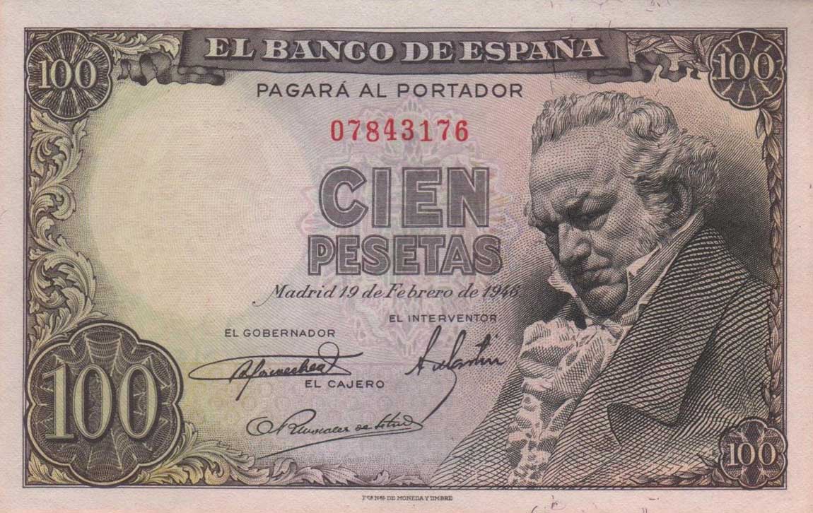 Front of Spain p131a: 100 Pesetas from 1946