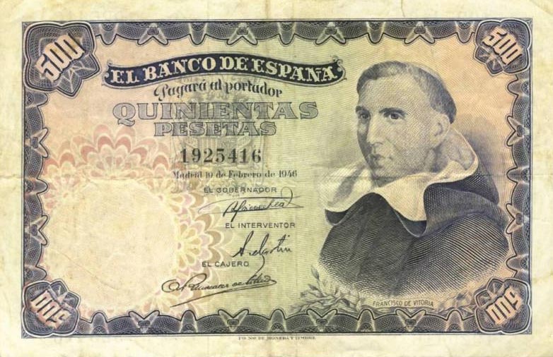 Front of Spain p132a: 500 Pesetas from 1946