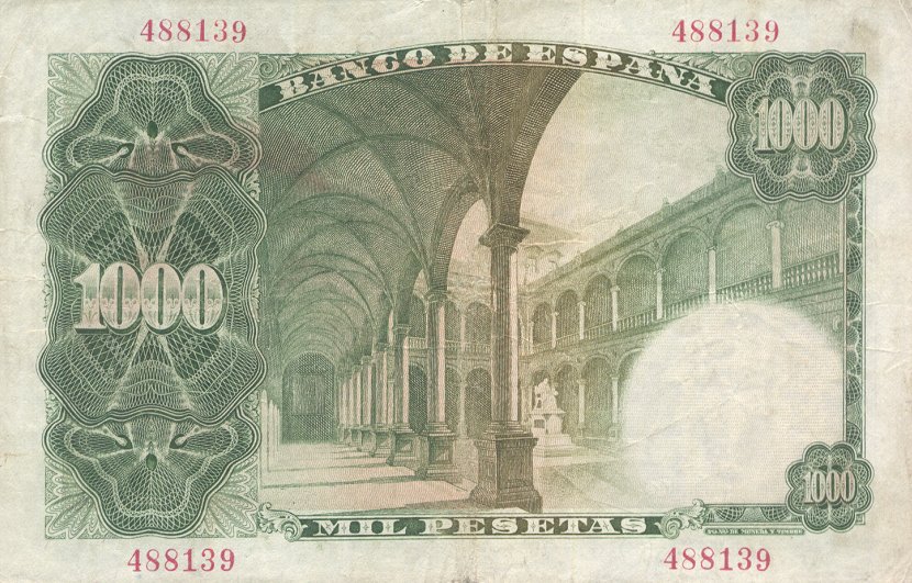 Back of Spain p133a: 1000 Pesetas from 1946