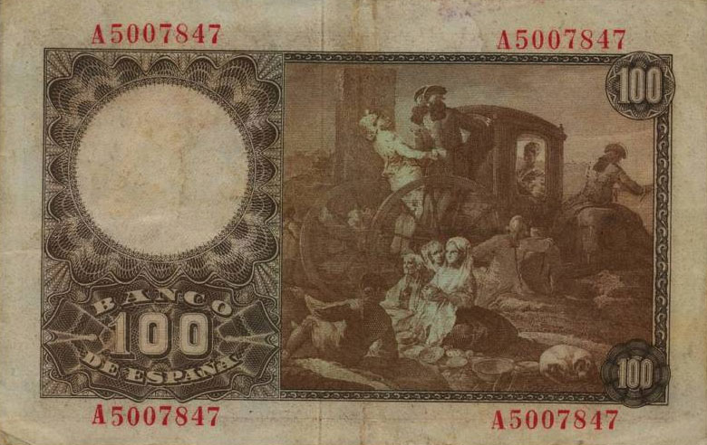 Back of Spain p137a: 100 Pesetas from 1948