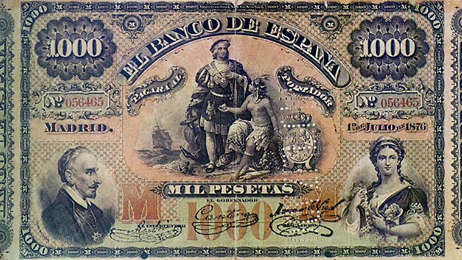Front of Spain p13: 1000 Pesetas from 1876