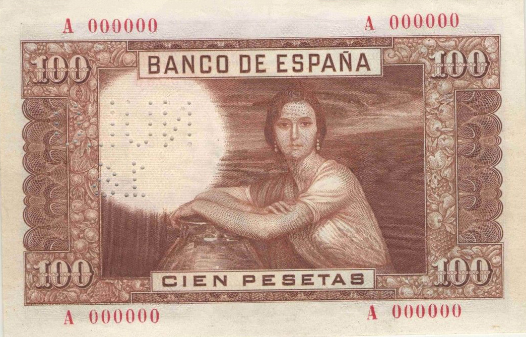 Back of Spain p145s: 100 Pesetas from 1953