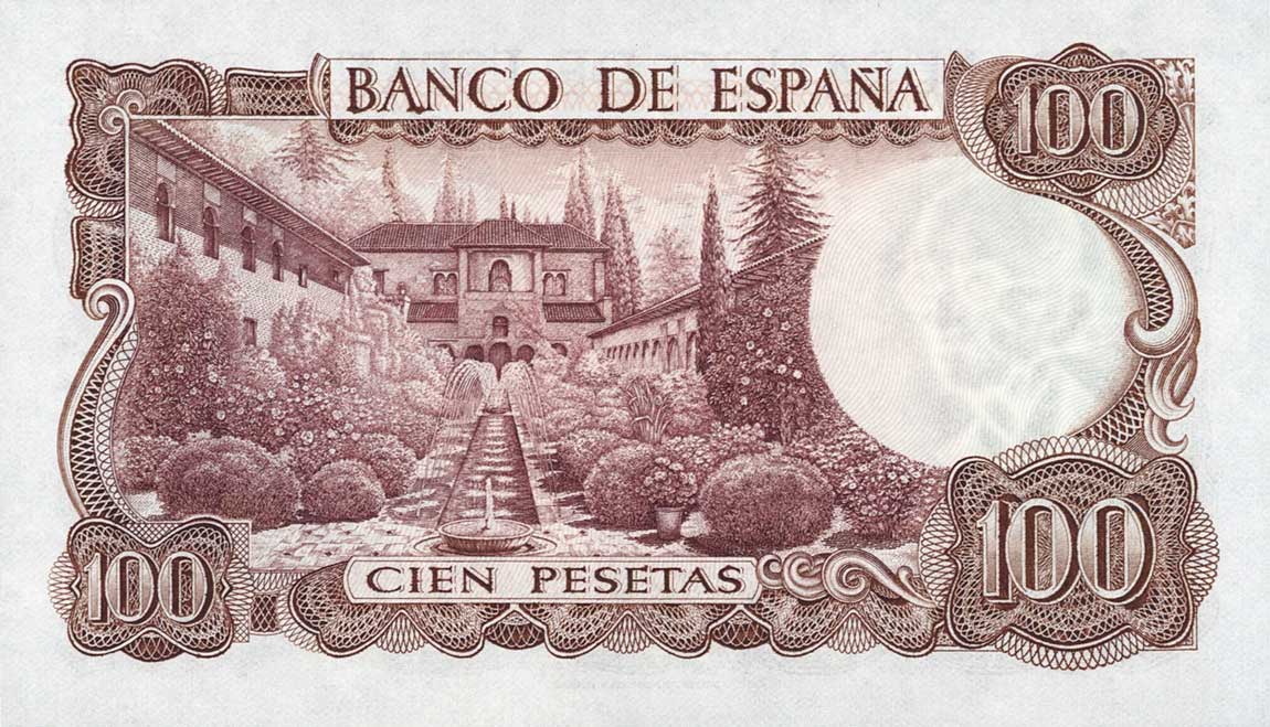 Back of Spain p152a: 100 Pesetas from 1970