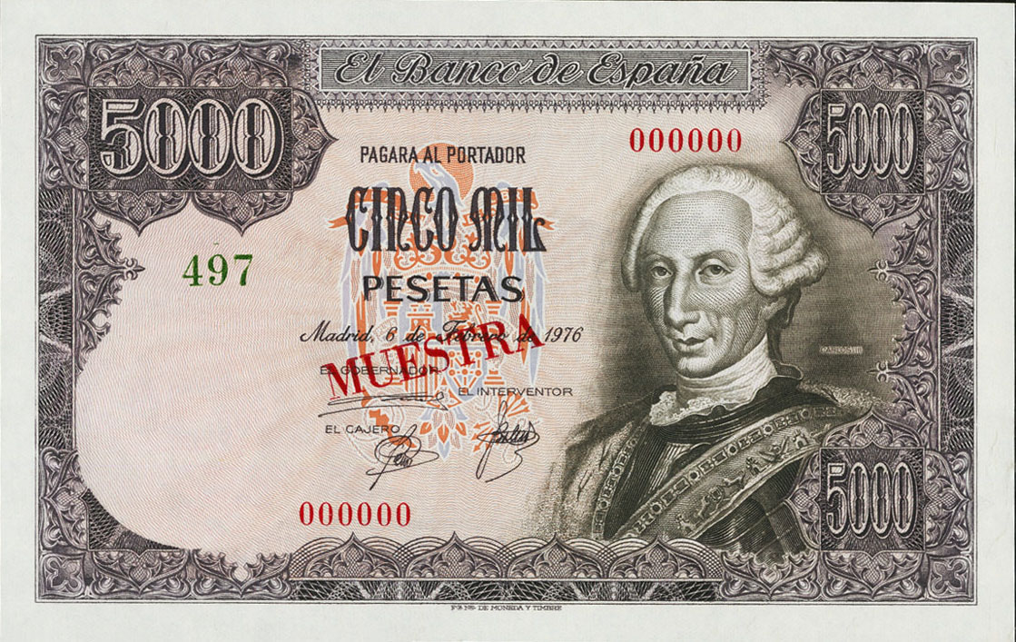 Front of Spain p155s: 5000 Pesetas from 1976