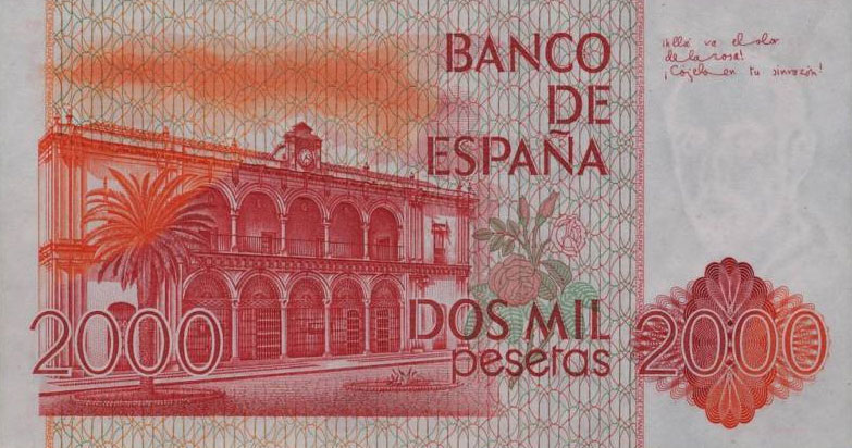 Back of Spain p159: 2000 Pesetas from 1980