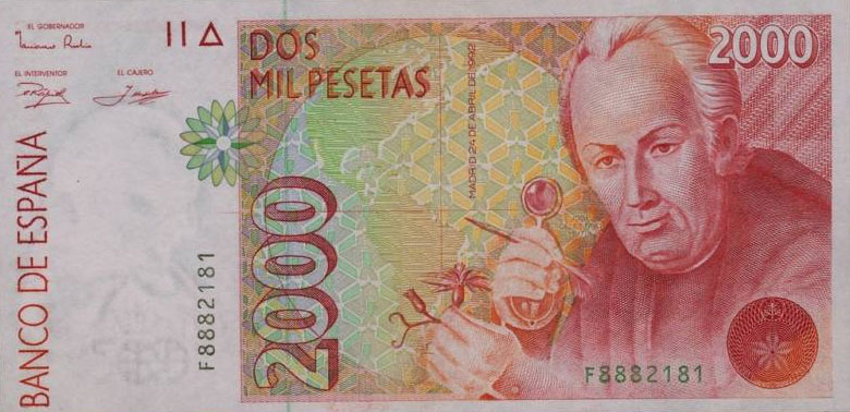 Front of Spain p162: 2000 Pesetas from 1992