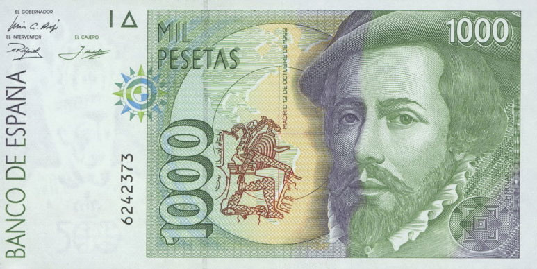 Front of Spain p163: 1000 Pesetas from 1992