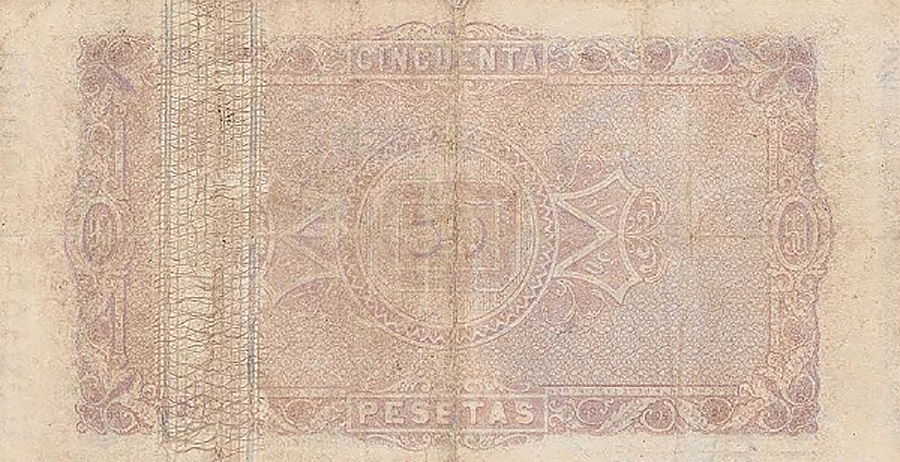 Back of Spain p20: 50 Pesetas from 1880