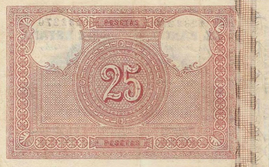 Back of Spain p34: 25 Pesetas from 1886