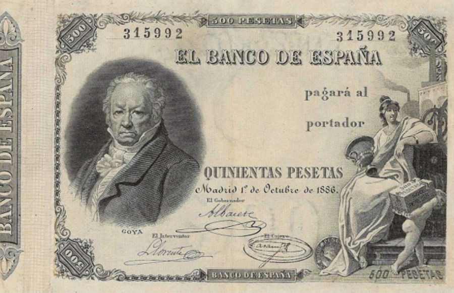 Front of Spain p37: 500 Pesetas from 1886