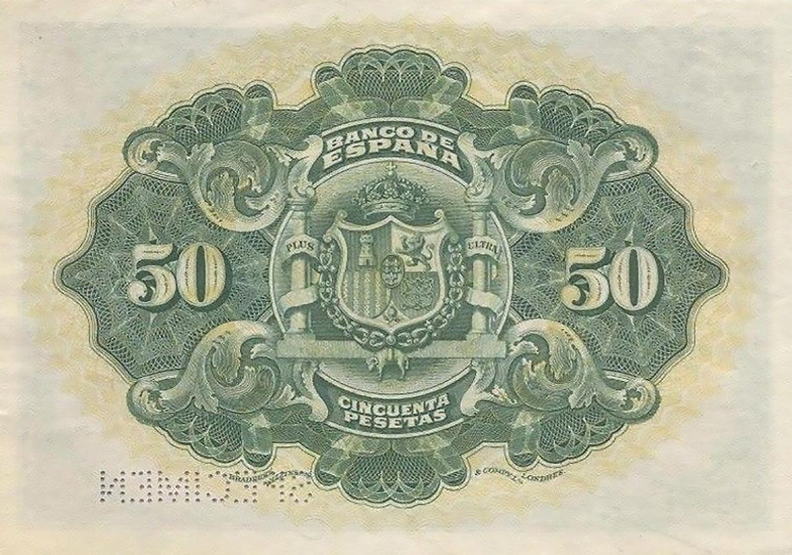 Back of Spain p58s: 50 Pesetas from 1906