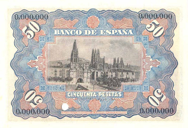 Back of Spain p63s: 50 Pesetas from 1907