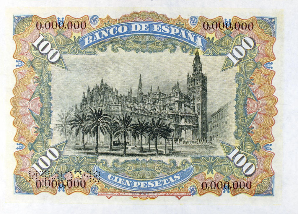 Back of Spain p64s: 100 Pesetas from 1907