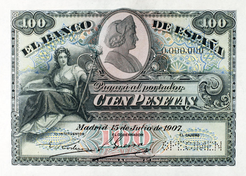 Front of Spain p64s: 100 Pesetas from 1907