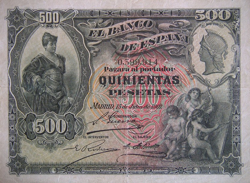 Front of Spain p65b: 500 Pesetas from 1931