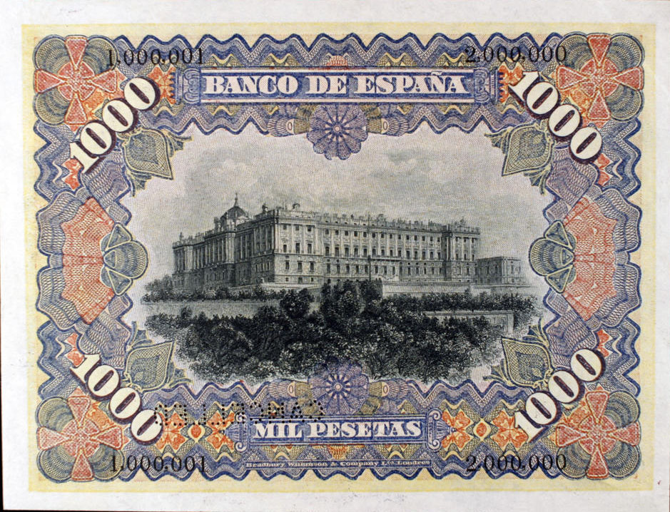 Back of Spain p66s: 1000 Pesetas from 1907